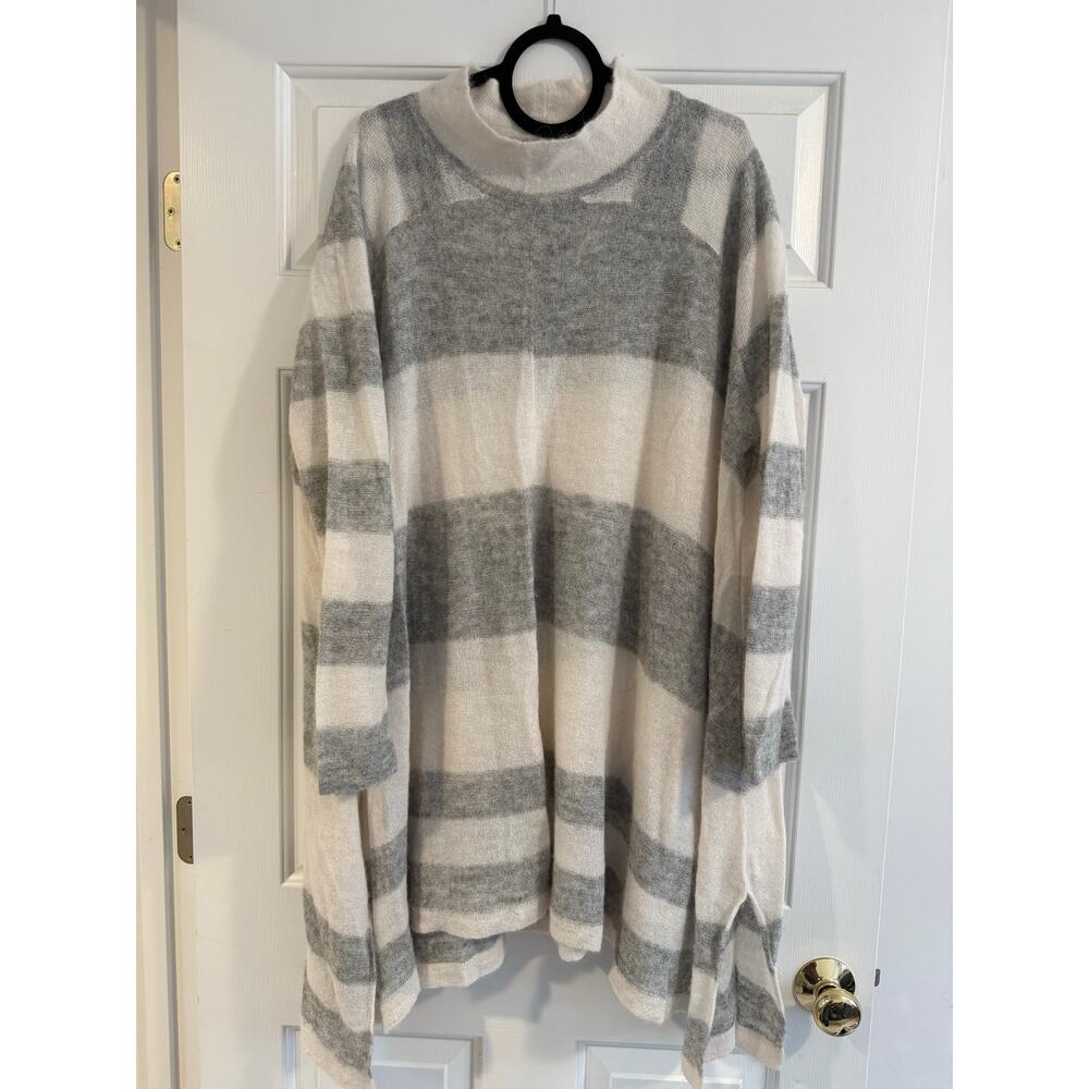 Free People Alpaca Blend Oversized Striped Mock Neck Tunic Sweater - XS/S